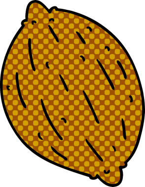 Bir insan tarafından çizilmiş tek bir cevizin karikatür çizimi