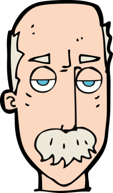 Çizgi film bir insan tarafından çizilmiş sıkıcı yaşlı adam.