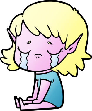 Bir insan tarafından çizilmiş ağlayan elf kızı.