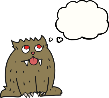 Bir insan tarafından çizilmiş serbest çizim baloncuk çizgi film canavarı.