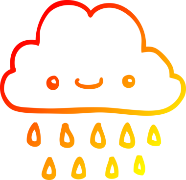 Bir insan tarafından çizilmiş bir karikatür fırtına bulutunun sıcak çizgi çizimi