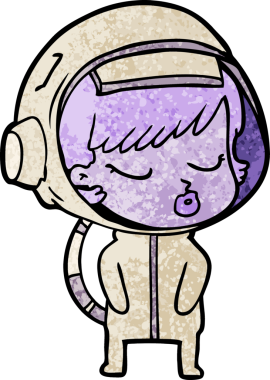 Bir insan tarafından çizilmiş güzel astronot kız.