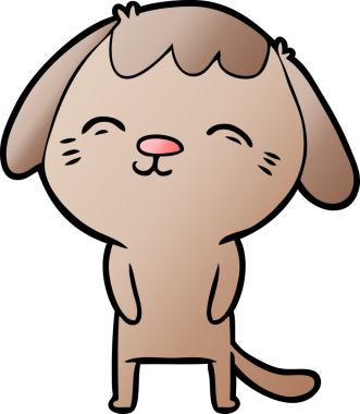 Bir insan tarafından çizilmiş mutlu çizgi film köpeği.