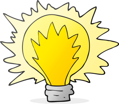 Bir insan tarafından çizilmiş serbest çizim çizgi film ampulü