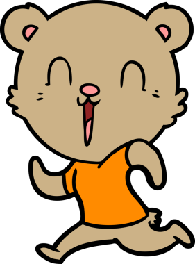 Bir insan tarafından çizilen mutlu çizgi film ayısı