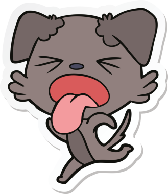 Bir insan tarafından çizilmiş koşu köpeğinin çıkartması.