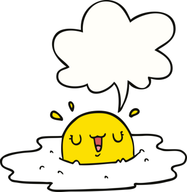 Bir insan tarafından çizilmiş konuşma baloncuklu yumurta.