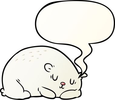 Uyuyan kutup ayısı çizgi filmi. Bir insan tarafından çizilmiş yumuşak eğimli konuşma baloncuğu.