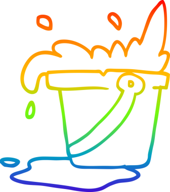 Bir insan tarafından çizilmiş bir kova suyun gökkuşağı gradyanı çizimi