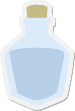 Bir insan tarafından çizilmiş karikatür iksiri etiketi.