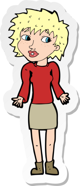 Bir insan tarafından çizilmiş omuz silken bir karikatür kadının çıkartması.