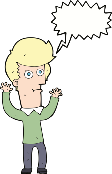 Bir insan tarafından çizilen konuşma baloncuğuyla adamı şok eden çizgi film.