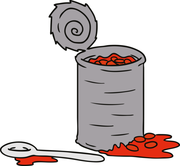 Bir insan tarafından çizilmiş fasulye konservesinin karalaması.