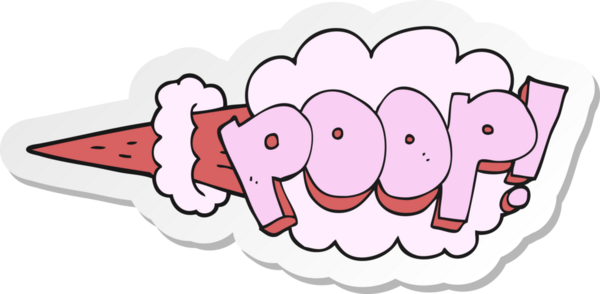 Bir insan tarafından çizilmiş bir karikatür kaka patlaması etiketi.