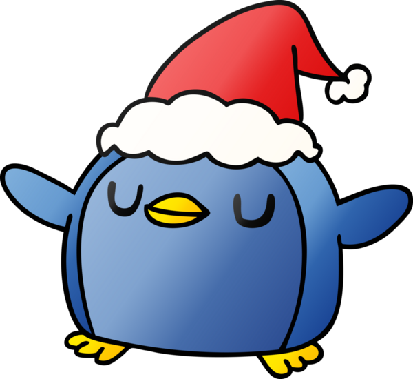 Bir insan tarafından çizilmiş Kawaii pengueninin el çizimi gradyanı.