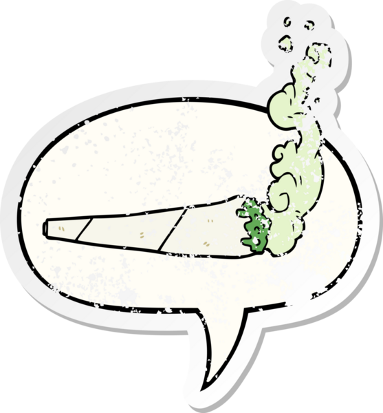 çizgi film Marijuiana eklem konuşma balonu sıkıntılı eski çıkartma bir insan tarafından çizilmiş