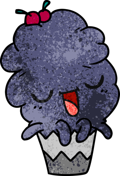 Bir insan tarafından çizilmiş kawaii ahtapot kekinin serbest çizilmiş karikatürü.