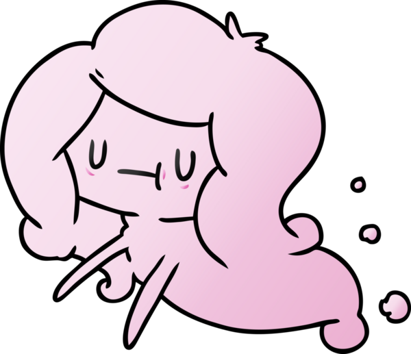 Bir insan tarafından çizilmiş kawai sevimli bir hayaletin gradyan çizimi