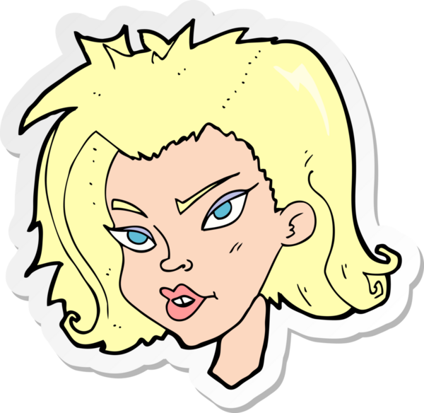 Bir insan tarafından çizilmiş karikatür kadın yüzü çıkartması.