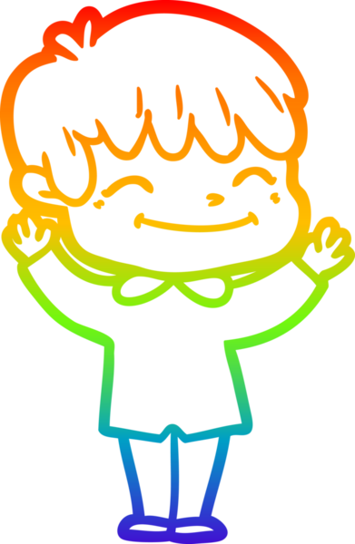 gökkuşağı gradyan çizgi çizimi bir insan tarafından çizilmiş mutlu bir çocuk