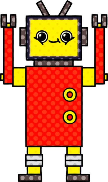 bir insan tarafından çizilmiş bir robotun çizgi roman tarzı