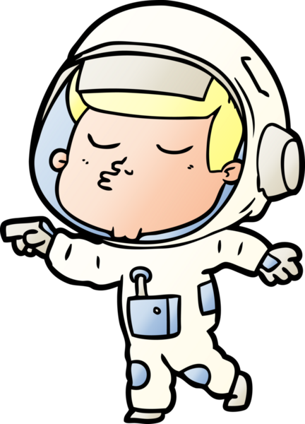 Bir insan tarafından çizilmiş kendine güvenen bir astronot çizgi filmi.