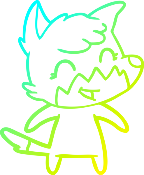 Bir insan tarafından çizilmiş mutlu bir tilkinin soğuk çizgi çizimi.