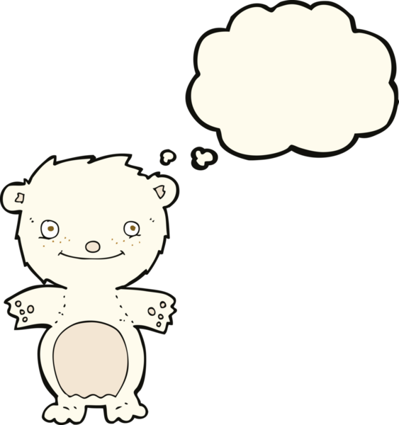 çizgi film mutlu küçük kutup ayısı bir insan tarafından çizilmiş düşünce kabarcığı