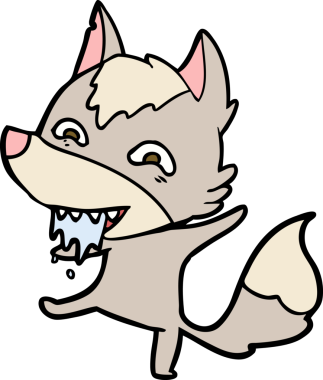 Bir insan tarafından çizilmiş aç kurt çizgi filmi.