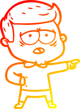 Bir insan tarafından çizilmiş, yorgun bir adamın çizgi çizimi.