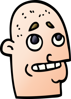 Bir insan tarafından çizilmiş kel bir adam.