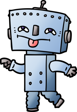 Bir insan tarafından çizilmiş çizgi film robotu