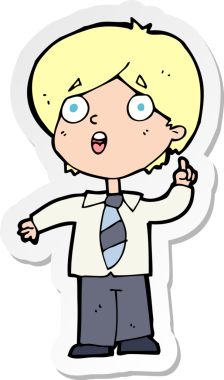 Bir insan tarafından çizilen soruyu cevaplayan bir karikatür öğrencisinin çıkartması.