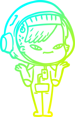 Bir insan tarafından çizilmiş soğuk gradyan çizgili astronot kadın çizimi.