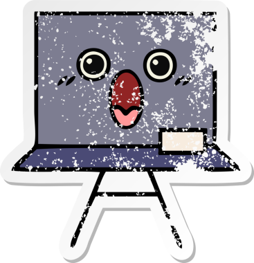 Sevimli bir karikatür tahtası insan tarafından çizilmiş sıkıntılı bir çıkartma.