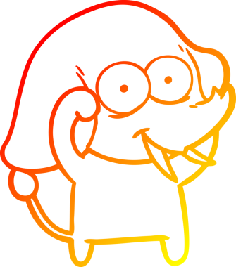 Bir insan tarafından çizilmiş mutlu bir filin sıcak çizgi çizimi