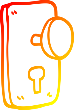 Bir insan tarafından çizilmiş çizgi film kapı kolunun sıcak gradyan çizimi