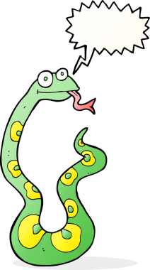 Bir insan tarafından çizilmiş konuşma balonlu çizgi film yılanı.