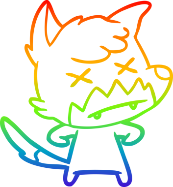 Gökkuşağı gradyan çizgi çizimi Bir insan tarafından çizilmiş ölü tilki