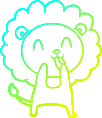 Bir insan tarafından çizilmiş mutlu çizgi film aslanı çizimi.