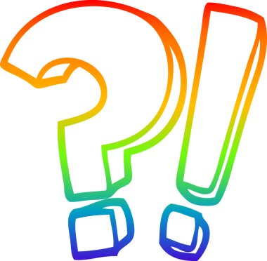 Bir insan tarafından çizilmiş soru işareti ve ünlem işaretinin çizimi.