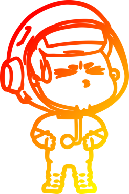 Bir çizgi film karakteri, bir insan tarafından çizilmiş astronot çizimi.