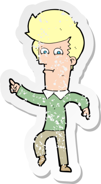 Bir insan tarafından çizilmiş karikatür adamın gerilmiş çıkartması.