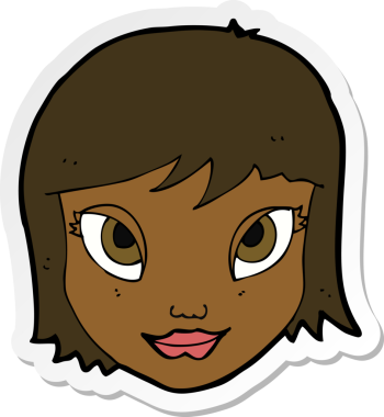 Bir insan tarafından çizilmiş karikatür kadın yüzü çıkartması.