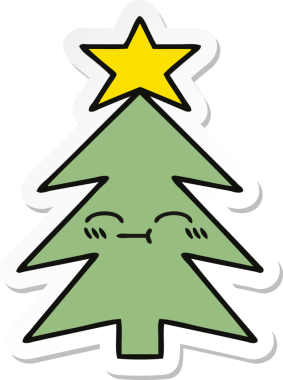 Bir insan tarafından çizilmiş şirin bir noel ağacının çıkartması.