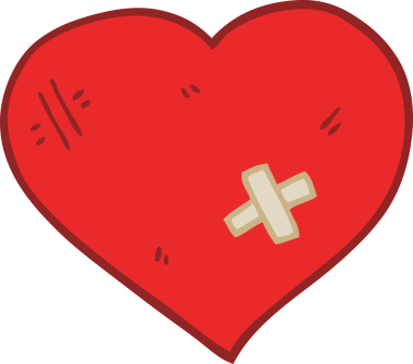 Düz renkli karikatür aşk kalbi bir insan tarafından çizilmiş.