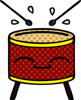 bir insan tarafından çizilmiş bir davul karikatürü.