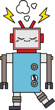 Bir insan tarafından çizilmiş dans eden bir robot çizimi.