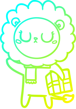 Bir insan tarafından çizilmiş bir karikatür aslanının soğuk gradyan çizimi.