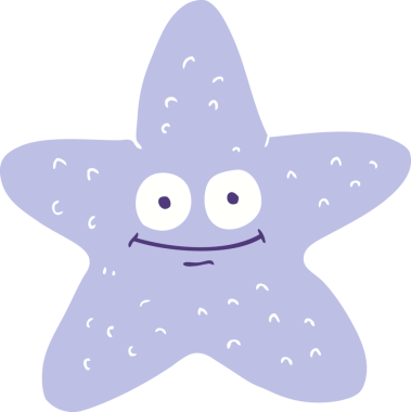 Bir insan tarafından çizilmiş deniz yıldızının düz renk çizimi